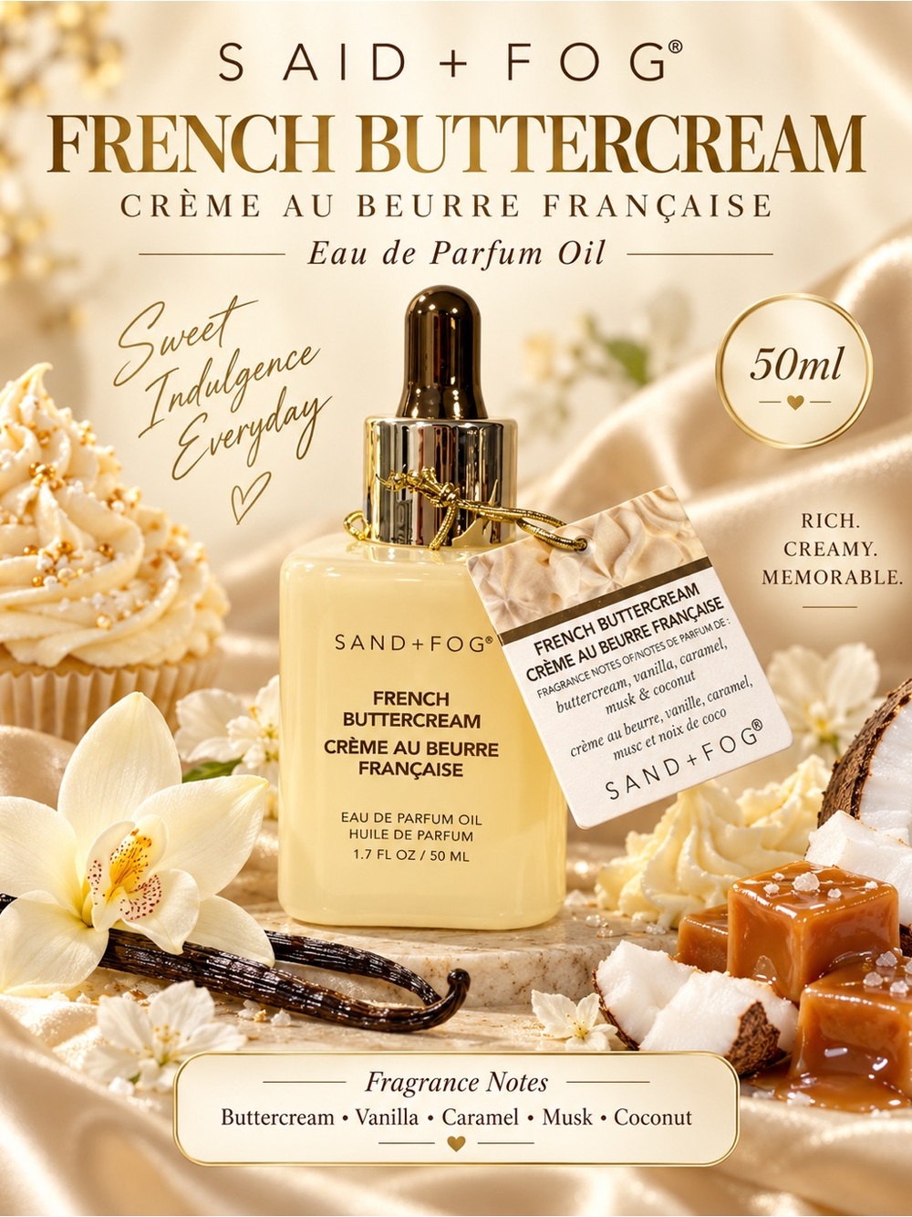 SAND+FOG French Buttercream Eau de Parfum Oil - Cream
